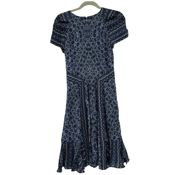 Rebecca Taylor Short Sleeve Tangier Paisley Dress Size 2 100% Silk - Picture 2 of 7